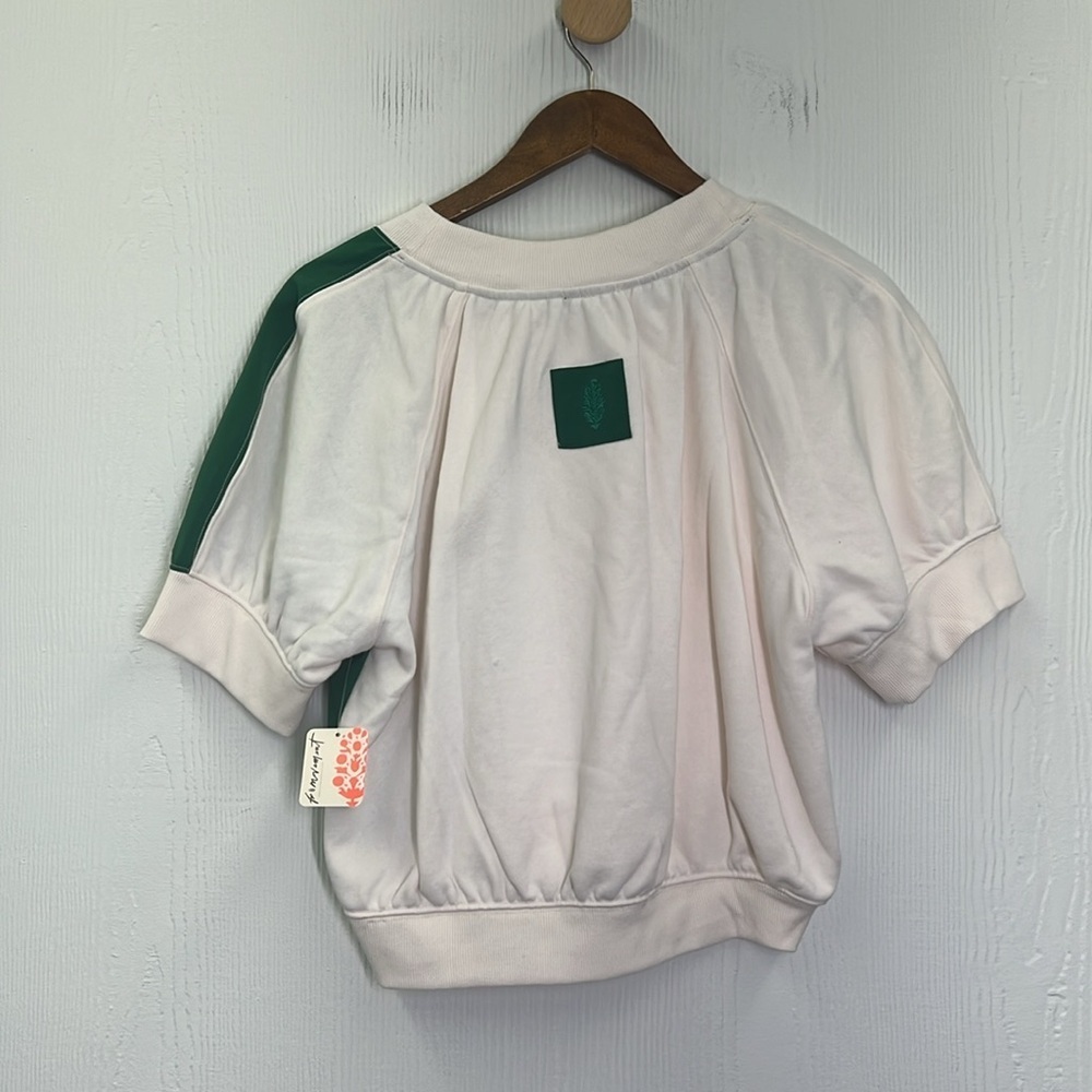 Free People - NWT Movement Green And Cream Base Short Sleeve Sweatshirt T Size M - Picture 11 of 12